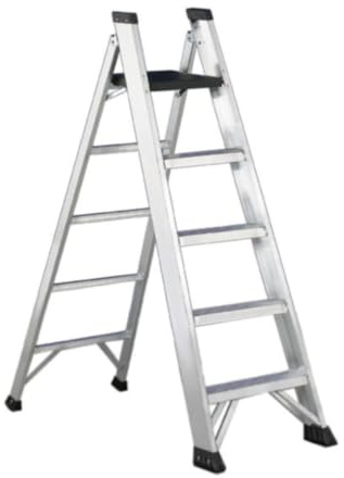 Svelt Scala Professionale a Doppia Salita in Alluminio – 4 Gradini + Piattaforma Portattrezzi, Gradini Saldati, Antisdrucciolo, Certificata