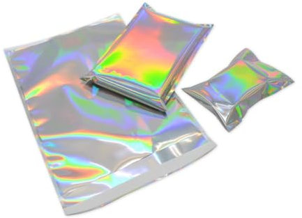 100Pcs Poly Mailers Holographic Metallic Aluminum Foil Glitter Bag Shipping Envelopes Mailing Self Sealing Envelope Packaging Pouches Mylar Bags Storage Bags 6.5×9in (16.5×23cm)