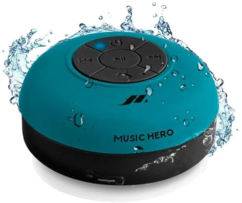 Haut-parleur 3W avec ventouse, touches pour la musique et les appels, microphone intégré et mains libres, protégé de l'eau pour une utilisation dans la douche.