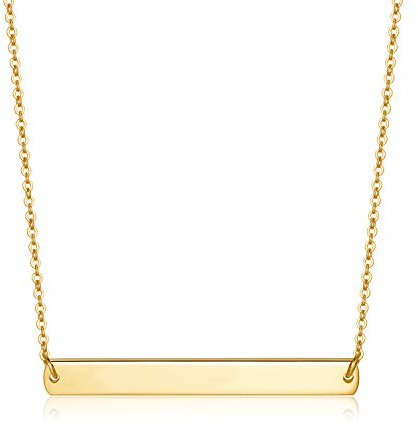 Zillaly Gold Silver Rose Gold Horizontal Bar Necklace Stainless Steel 18K Gold Plated Bar Necklace Ladies Adjustable Chain (Yellow)