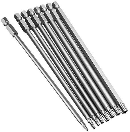 Bestgle 8 PCS Cacciaviti a Bit da 150 mm, Set di Portainserti Magnetico per Avvitatore Professionali Lunghi, Cacciavite a Punta Magnetica per Cacciavite 1/4 (8 Pezzi 150 mm T8-T40)