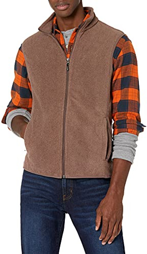 Amazon Essentials herrfleeceväst med full dragkedja (finns i stora och långa), brun ljung, Medium