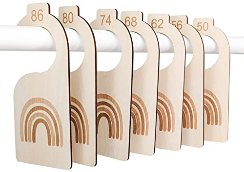 7 Größentrenner für Babys aus Holz, VaJa Gaderobentrenner in Konfektionsgrößen 50-86, Kleiderschrank nach deutschen Größen sortieren
