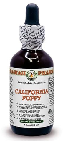Hawaii Pharm Europe California Poppy (Eschscholzia Californica) Dry Above-Ground Parts Alcohol-Free Liquid Extract Glycerite 60 ml