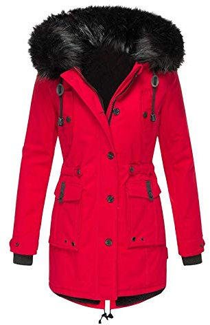 Winterjacke Damen Lang mit Fell Kapuze Warme Kunstpelz Gefüttert Winter Jacke Mantel Parka Wintermantel Dicker Winterparka Daunenjacke Trenchcoat Pelzmantel Große Größen Baumwolljacke Damenjacken