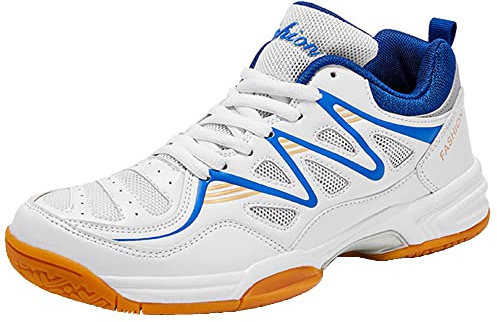 SDEQA Herren Tennisschuhe Tischtennisschuhe Für Badminton Volleyball Tennis Anti-Rutsch Weicher Boden Atmungsaktiv,Blau,48 EU