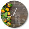 DEQORI Glasuhr | rund Ø 30 cm | Motiv Orangen auf Holzbrettern | ausgefallene leise Design Uhr aus Glas | Wanduhr für Wohnzimmer & Küche | Moderne Hingucker Uhr für die Wand