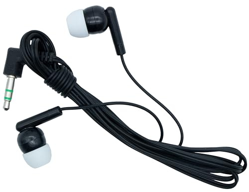 M&E - Confezione usa e getta da 100 pezzi, auricolari jack 3,5 mm, borse individuali Eco-Friendly, colore nero, silicone bianco