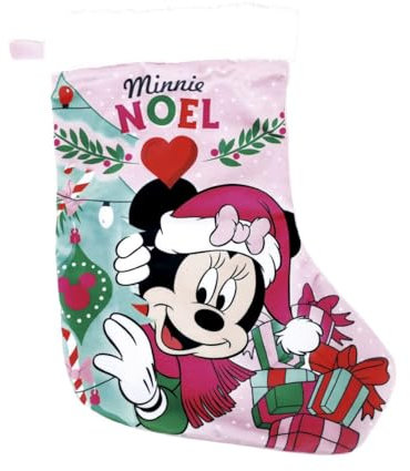 Disney Minnie Mouse Calza di Natale di Babbo Natale, Decorazione Dell'albero di Natale, Ornamento per Il Camino, Caramelle e Sacchetto Regalo, 42 x 32 CM | Rosa