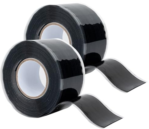 2 Rolls Rescue Tape Self-fusing Silicone Tape 1in(W) x 10ft(L) Waterproof Rubber Tape, Water Hose Leak Seal Pipe Plumbing Hose Repair Tape for Cable Insulating Strech Wrap Seal Black Grip tape