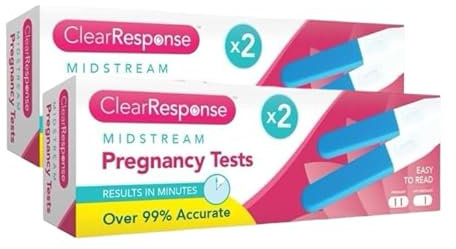 ZYBUX Pack of 4 Pregnancy Test Kit, Early Response Home Testing - 99% Accurate Results, Quick Detection - Easy to Use Midstream Design for Early Family Planning, Pain-Free and Discreet