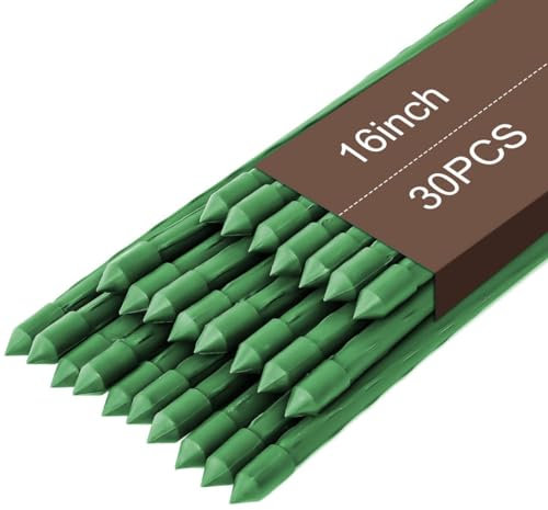 Garden Plants Stakes Plant Growing Sticks 30PCS Green Plants Support Stakes Garden Canes Tomato Stakes with 15PCS Connector for Vegetable