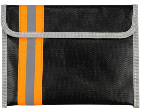YunBey Bolsa de Documentos Ignífuga con Cremallera sobre Ignifugo e Impermeable Bolsa Ignifuga para Pasaporte Dinero Documentos Objetos de Valor (Negro)