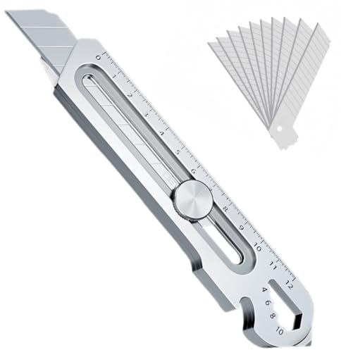SHUNCHG Taglierino Multiuso Portatile Retrattile,Taglierino Cutter Professionale 18mm Con 10 Lame di Ricambio Coltello Multiuso per Casa, Ufficio, Uso Scolastico