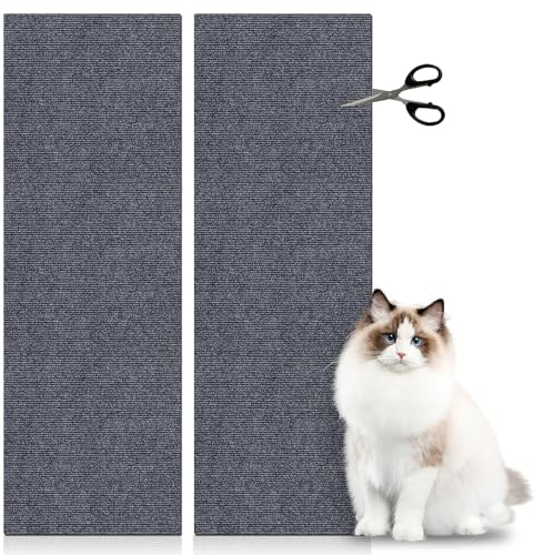 Katzen Kratzmatte, 2 Stück Katzenkratzbretter 30x100cm Kratzmatte Selbstklebend Grau Kratzbretter Katze Wand DIY Kratzteppich Katzenkratzschutz für Couch