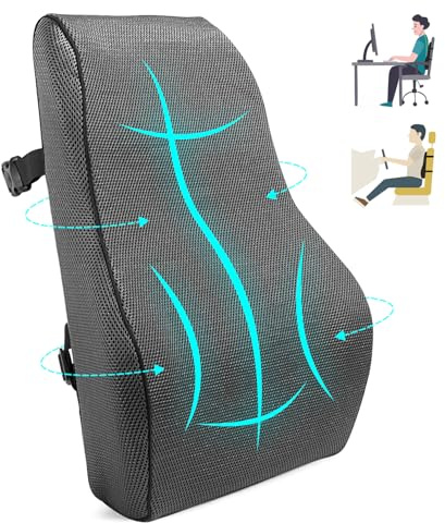 FAOKZE Cuscino Lombare Ergonomico in memory foam, cuscino per sedia da ufficio e divano, con rivestimento antistatico, delicato sulla pelle e per una comoda postura (Grigio)
