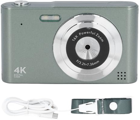 Appareil Photo, Appareil Photo Compact Portable Numérique Vintage 4K 48MP HD avec Écran LCD 2,4 Zoom Numérique 16X pour Photographie Enregistrement Vidéo Voyage (Green)