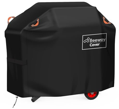 BEEWAY Barbecue Cover, BBQ Grill Cover fits Weber, Brinkmann, Char Broil - Heavy Duty Large BBQ Covers, UV & Waterproof, Rip-proof with Reflective Straps and Storage Bag (132 x 66 x 109cm)