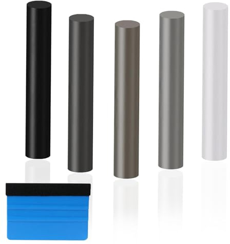 5Pcs Wood Filler Wax Repair Sticks Wood Touch Up Worktop Furniture Repair Crayons Laminate Counter Wooden Scratch Remover with Scraper for Stains Scratches Holes Floor Desks Carpenters, Grey Series