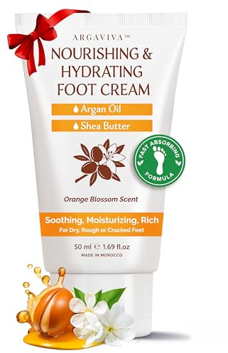 Argaviva Foot Cream for Dry Cracked Heels and Feet Moisturizer with Argan Oil, Shea Butter & Vitamin E – Hydrating Foot Lotion for Dry Cracked Feet for Women – Smooth, Fast-Absorbing, Non-Sticky Care