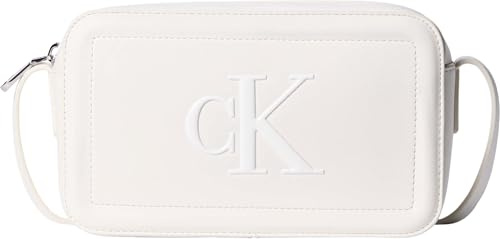 Calvin Klein Donna Borsa a Tracolla Bold Camera Bag con Logo, Bianco (White Alyssum), Taglia Unica
