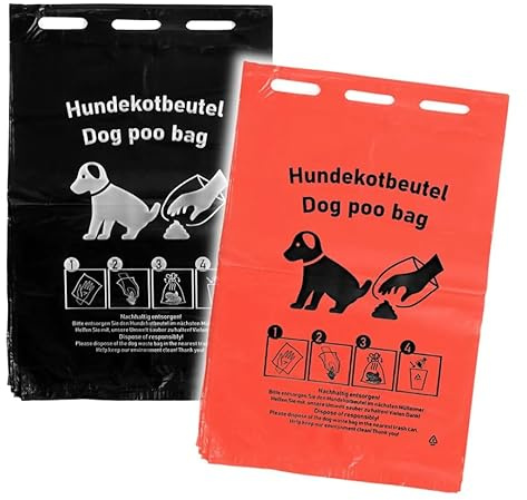 SemyTop Sacchetti per escrementi di cani, in HDPE, 50 pezzi per blocco, 205 x 300 mm, rosso con stampa nera, 2000 sacchetti per confezione