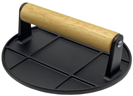 Lot de 2 presses à hamburger en fonte – 16 x 16 x 6 cm – Forme ronde et rectangulaire anti-adhésive | Presse à pattie lourde 1 kg | Steaks saucisses grillades, presse-viande, accessoires de barbecue