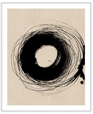 Poster Master Handmade Circle Drawing Canvas - Ink Brush Print - Minimal Sketch Art - Abstract Drawing - Modern Art - Great Bedroom or Living Room Wall Decor - 30x40 ROLLED Canvas