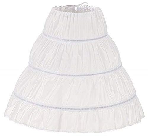MEITEMEI Sottoveste Sposa Mezza Scivolare Fiore Ragazza Crinolina Principessa Gonna per Bambini (2-6 Yrs,Length 21.65, Bianco)