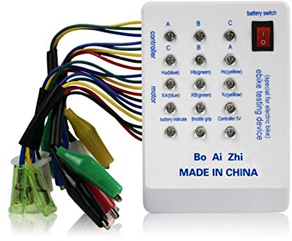 Testeur de vélo électrique 24 V/36 V/48 V/60 V/72 V Moteur sans balais Testeur avec indicateur, contrôleur de dispositif de rechange de conduite rapide avec batterie portable