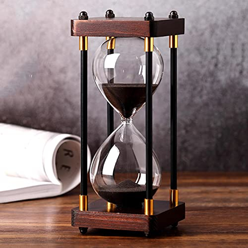 JINYISI Sanduhr, Sanduhr, 60 Minuten Sanduhr, Sanduhr, schwarze Holz-Sanduhr, für Zuhause, Esszimmer, Büro-Dekoration