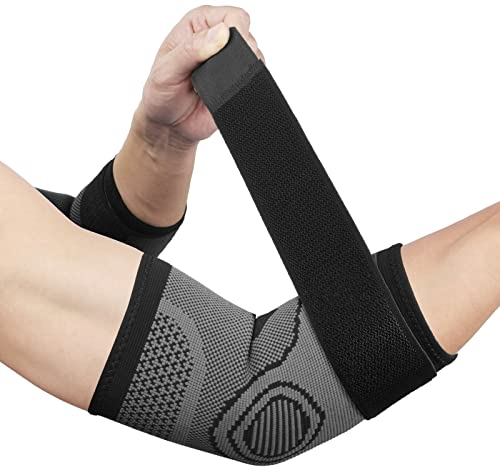 ACWOO Elbow Support, 2 Pack Elbow Brace with Strap Compression Support Sleeve, Breathable Elbow Support for Tennis Golfers Elbow Treatment, Joint Pain Relief, Sports Injury Recovery
