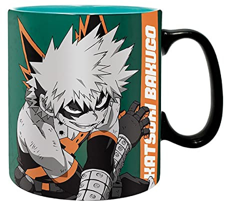Abystyle Z110215 My Hero Academia Tasse Izuku und Bakugo, Schwarz/Rot/Türkis, 460 ml Fassungsvermögen