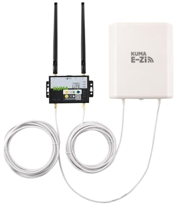 KUMA CONNECT E-Zi 4G Router with SIM Slot Unlocked & Outdoor Antenna - 150Mbps Portable LTE Mobile Broadband WiFi MiFi Hotspot Kit - Wireless Internet Failover Signal for Home Campsite Building Site