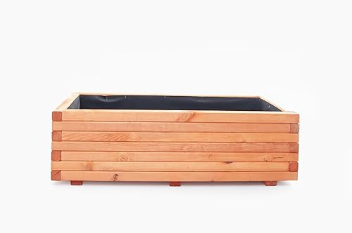 Mega Holz Pflanzkübel Kiefer Blumentopf, Blumenkübel 40 x 40 cm Farbton Pinie, Wetterfest,Innen- und Außenbereich, Witterungsbeständig perfekt für Garten, Balkon und Terrasse