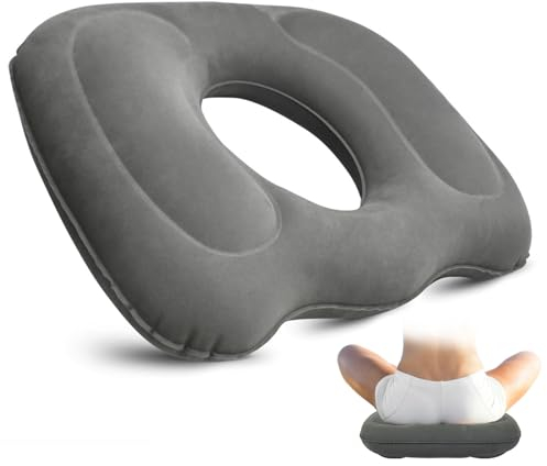 FOGARI OrthopäDisches Sitzkissen,Aufblasbares Kissen,BüRostuhl Aufblasbares OrthopäDisches Kissen,Geeignet FüR Stuhl Anti-HäMorrhoiden-Behandlung Kissen,Schwangerschaft SteißBein Schmerz Kissen (Grau)