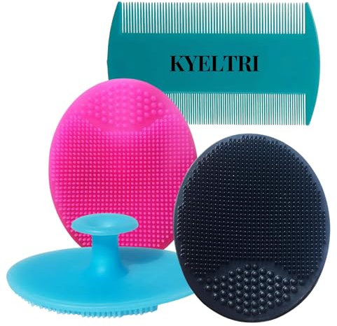 Cradle Cap Treatment for Baby Including 3 Kyeltri Silicone Cradle Cap Brushes & Fine Tooth Cradle Cap Comb