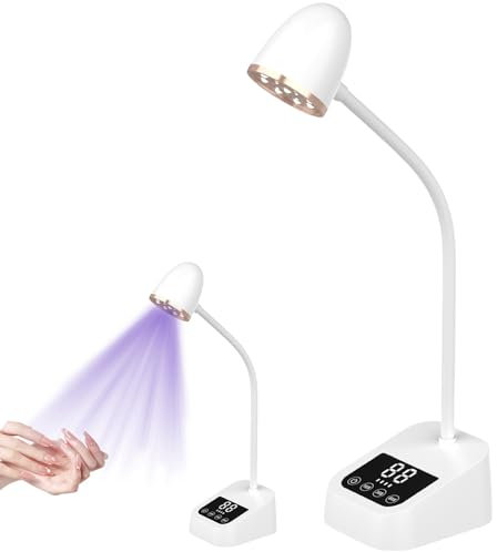 Mini UV Lampe für Nägel, Drehbar Nagellampe für Gelnägel mit 3 Modi, 9 LED-Perlen Mini-Nagellampe, Tragbare Wiederaufladbare Kleiner Nageltrockner Geeignet für Anfänger Salon und Hause (Weiß)