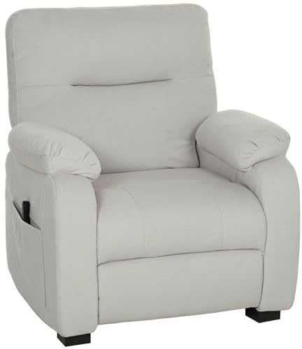 HOMCOM Fauteuil Relax électrique Fauteuil inclinable Port USB Repose-Pieds Assise Large Poches latérales télécommande Moteur Silencieux 2 Positions mémorisables pour Chambre Salon Home cinéma crème