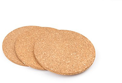 Fox Run Round Cork Trivets Dishes, Pots, Pans and Plants, 7.25 Diameter x 0.5 Thick, Set of 3 Hot Pads,4440