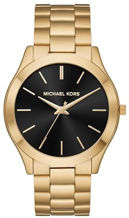 Michael Kors Men's Watch, Slim Runway Three-Hand Gold-Tone Stainless Steel Men's Watch