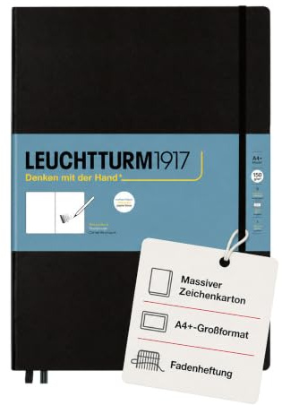 LEUCHTTURM1917 362354 skissblock Master (A4+), hårdband, 112 sidor (150 g/m ^), svart