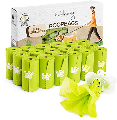 Rudelkönig Kotbeutel für Hunde - 270 Hundekotbeutel aus recyceltem Kunststoff - Extra starke Hunde Kotbeutel Rollen - Hundebeutel mit gratis Beutelspender