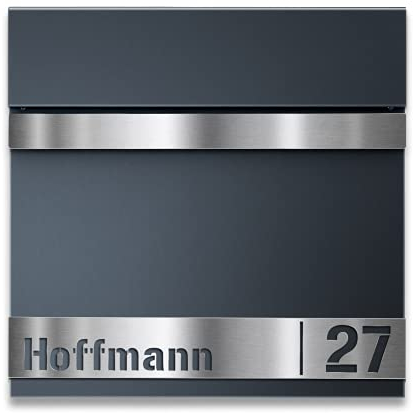Metzler Massiver Briefkasten Gustav in Anthrazit - Personalisierbarer Namensschild & Zeitungsfach - Hochwertiger Stahl mit V2A Edelstahl-Gravurplatte - Witterungsbeständig - 37 x 37 x 10,5 cm