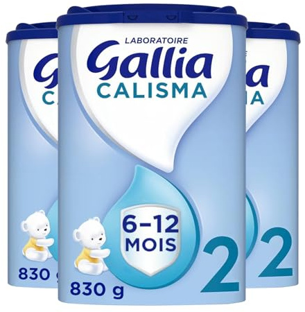 Laboratoire Gallia - Calisma 2ème âge - Lait en Poudre pour Bébé - Enrichi en Vitamines A, C & D - Sans Huile de Palme - 6 à 12 mois - 72 Biberons - Lot de 3x830g