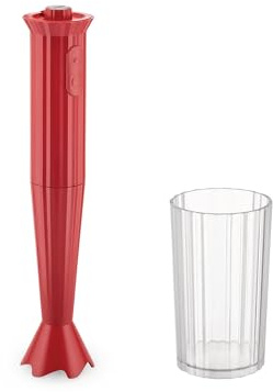 Alessi Plissé MDL10 R - Stabmixer mit Messglas, Thermoplastisches Harz, Europäischer Stecker 500W, Rot
