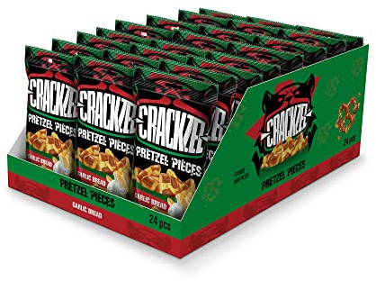 Crackzel Garlic Bread Pretzel Pieces 24 x 85 gr - Morceaux de bretzel avec épices pour pain à l'ail