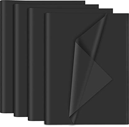 NEBURORA 120 Blatt schwarzes Seidenpapier 35 x 50 cm schwarzes Geschenkpapier lose schwarze Geschenkpapierbögen für Geschenktüten Verpackungen Blumenfüller Basteln Geburtstag Halloween Dekoration