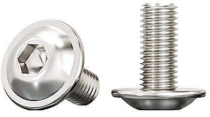 Drenky M8 Bolts - 10 Pcs Rounded Head Screws M8 X 16mm, 304 Stainless Steel, Pan Head, Rustproof