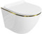 LAVITA Wand-WC Hänge Toilette mit WC-Sitz, Toilettendeckel mit Absenkautomatik & Metallscharniere Spülrandlos Hängend Toilettenbecken, Sofi Slim Gold Line 365x490x395 mm Weiß/Gold